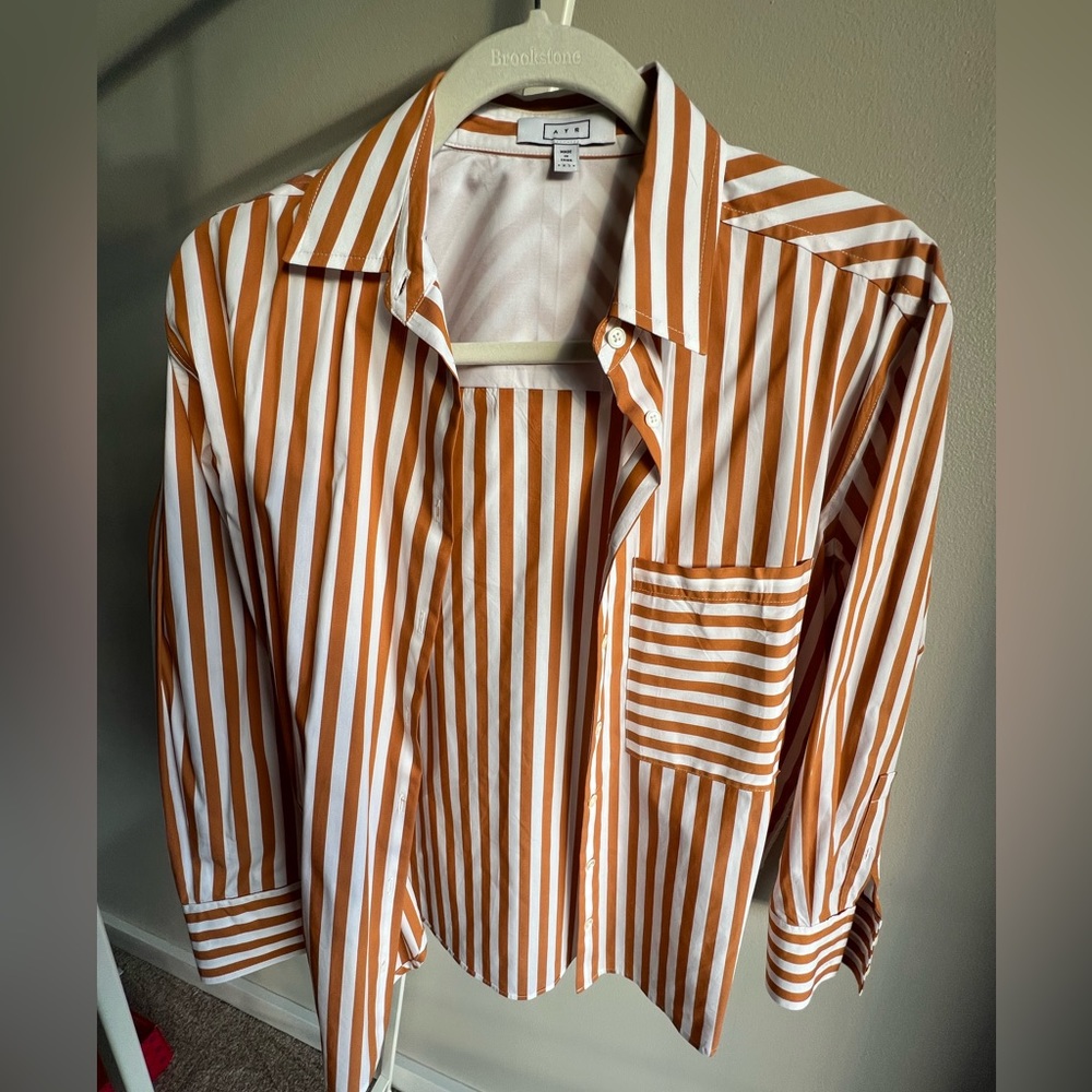 Ayr Long Sleeve Button Down Shirt (orange/white) XS worn 1x